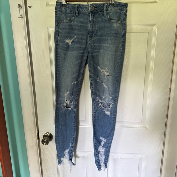 American Eagle Women's Distressed High Rise Jeggings Size 10 Regular - Picture 2 of 9